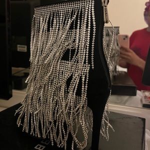 black suede silver fringe boots